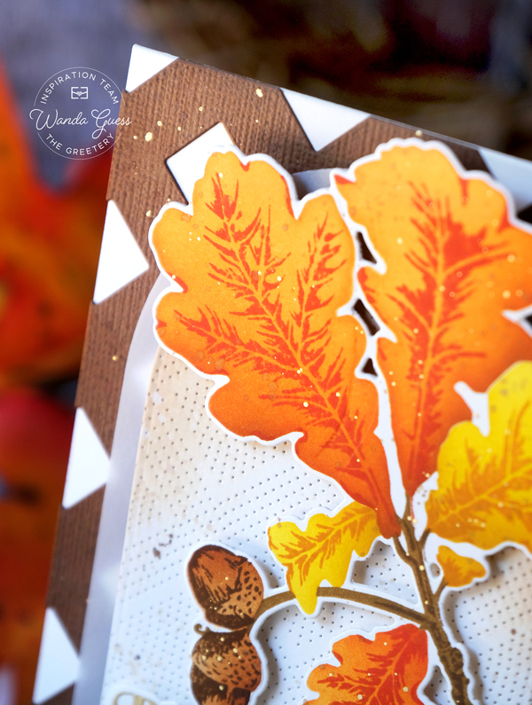 The greetery, the greetery stamps and dies, the greetery autumn air, fall, leaves, thanksgiving, gratitude, ink blending, handmade cards ideas, the greetery autumn crest, the greetery oakwood, stencils, the greetery mums the word, thanksgiving cards, fall cards, wanda guess, a blog called wanda