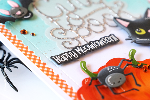 honey bee stamps, honey bee dies, honey bee cards, fall card ideas, halloween card ideas, black cat, pumpkin, scaredy cat, scarecrow, fall cards, bats, die cuts, ink blending, wanda guess, a blog called wanda