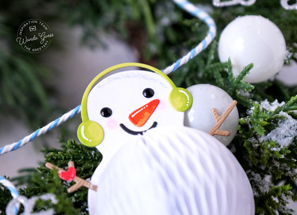the greetery, the greetery stamps and dies, the greetery snowman, banner, christmas, winter, holiday, honeycomb, winter snowman banner, a blog called wanda, wanda guess, the greetery design team, holiday craft ideas