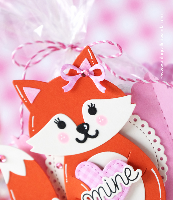pretty pink posh, pretty pink posh stamps and dies, pretty pink posh valentine, valentine crafts, treat box, fox, heart, fringe heart, party box, handmade valentines, diy, wanda guess, a blog called wanda