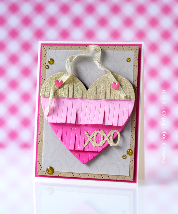 pretty pink posh, pretty pink posh stamps and dies, pretty pink posh valentine, valentine crafts, treat box, fox, heart, fringe heart, party box, handmade valentines, diy, wanda guess, a blog called wanda