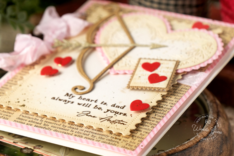 3a blog called wanda, bibliophile collection, books, cupid, diy, handmade valentine, hearts, tag, the greetery, the greetery new release, the greetery stamps and dies, the greetery valentine's day, valentine's day crafting, wanda guess