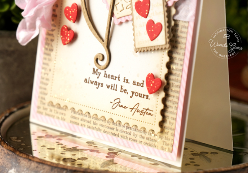 a blog called wanda, bibliophile collection, books, cupid, diy, handmade valentine, hearts, tag, the greetery, the greetery new release, the greetery stamps and dies, the greetery valentine's day, valentine's day crafting, wanda guess