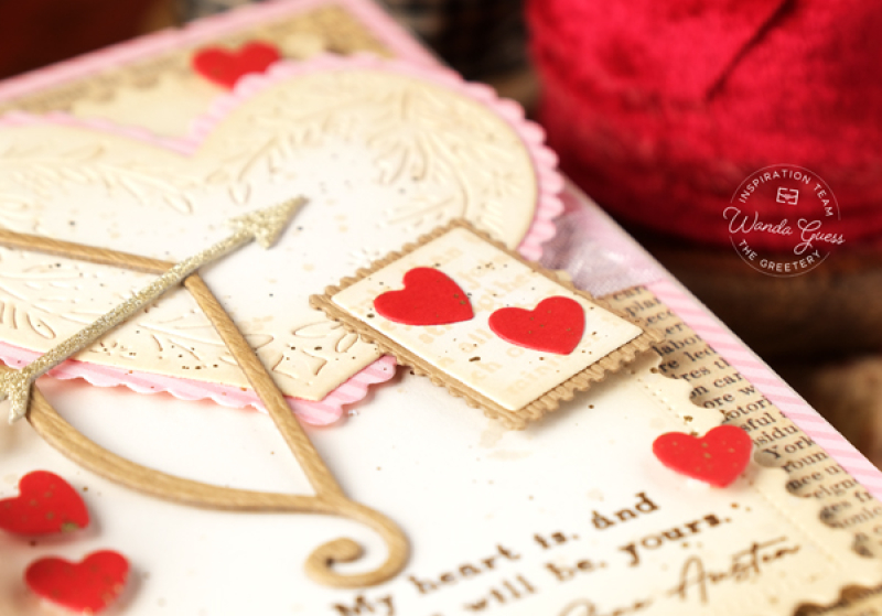 a blog called wanda, bibliophile collection, books, cupid, diy, handmade valentine, hearts, tag, the greetery, the greetery new release, the greetery stamps and dies, the greetery valentine's day, valentine's day crafting, wanda guess