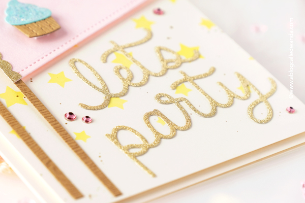 Pretty Pink Posh, pretty pink posh stamps and dies, pretty pink posh treat box, dog holder, birthday, birthday card ideas, party flags, pennants, let's party, handmade card ideas, birthday party, wanda guess, a blog called wanda