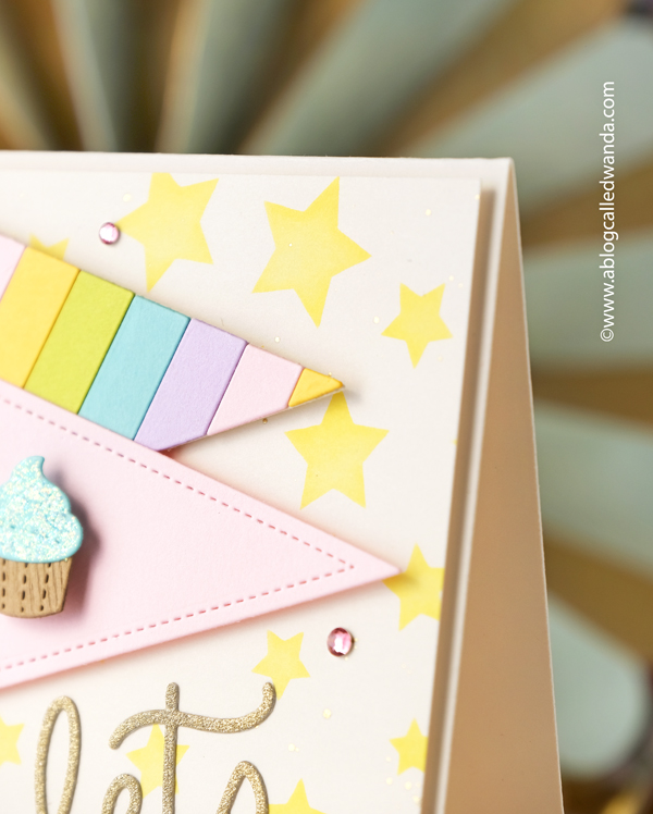 Pretty Pink Posh, pretty pink posh stamps and dies, pretty pink posh treat box, dog holder, birthday, birthday card ideas, party flags, pennants, let's party, handmade card ideas, birthday party, wanda guess, a blog called wanda