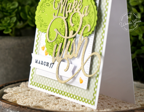 the greetery, the greetery stamps and dies, the greetery nordic hearts, the greetery make a wish, st. patricks day, st patricks day card, card ideas, shamrocks, hearts, diy, st pattys day, wanda guess, a blog called wanda