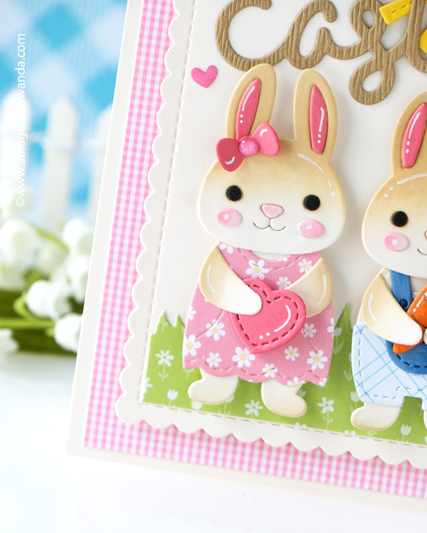 lawn fawn, lawn fawn stamps and dies, easter, bunny, build a bunny, bitsy blooms, easter card ideas, pastel, gingham, spring, handmade cards, wanda guess, a blog called wanda