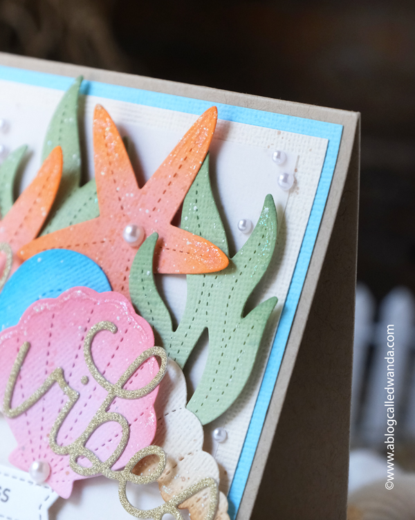 Pretty Pink Posh, pretty pink posh stamps and dies, pretty pink posh summer, shells, seashells, beach, summer card ideas, die cuts, good vibes, pastels, wanda guess, a blog called wanda