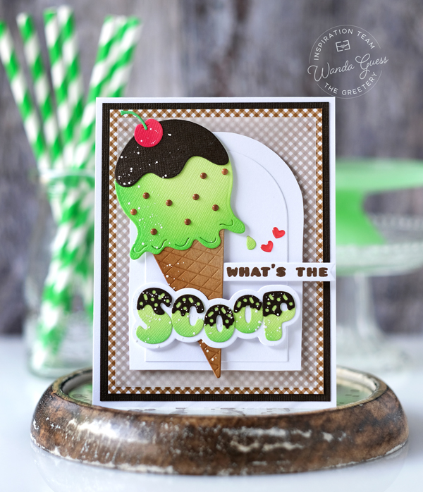 the greetery, the greetery stamps and dies, the greetery new release, confetti encore collection, the greetery award winning dies, the greetery inflated sentiments, the greetery honeycombs, the greetery balloons, the greetery party hat, the greetery what's the scoop, honeycomb balls, gingham, party, birthday, crafts, invitations, wanda guess, a blog called wanda