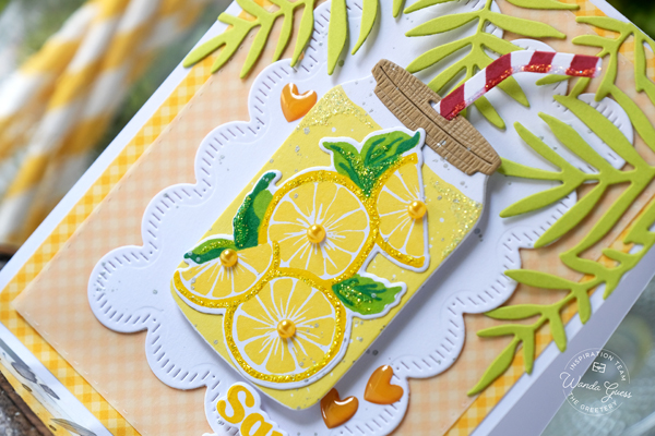 the greetery, the greetery stamps and dies, the greetery garden party, the greetery new release, the greetery lemon, the greetery sippin summer, the greetery wisteria, the greetery gateway, flowers, handmade cards, card ideas, summer, stencils, crafting, wanda guess, a blog called wanda, greetery design team