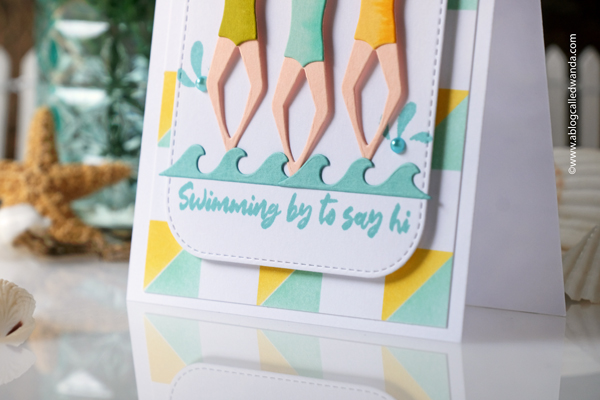 catherine pooler, catherine pooler and sizzix, resort bundle, summer cards, swimming cards, beach umbrellas, handmade cards, synchronized swimmers, vacay mode, die cuts, stencils, stamps and dies, sizzix stamps and dies, make summer cards, invitations, retro, wanda guess, a blog called wanda