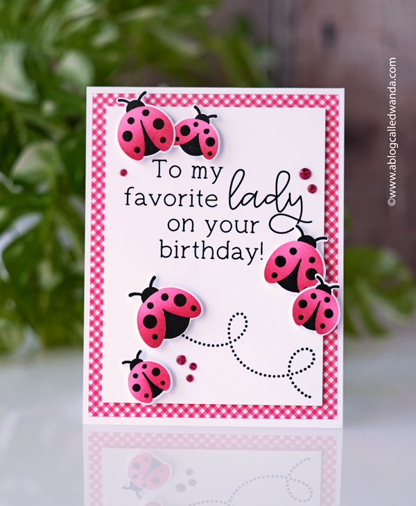 taylored expressions card kit, taylored expressions stamps and dies, taylored expressions hey lady, ladybug card, cute card, stencils, wanda guess, a blog called wanda