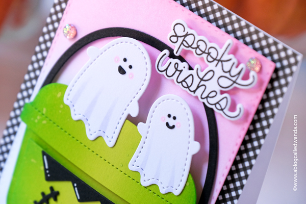 pretty pink posh, pretty pink posh halloween, stamps and dies, cards, card ideas, halloween cards ideas, bat shaker, candy bucket, bright, ink blending, wanda guess, a blog called wanda, pop up card, stitched ghosts