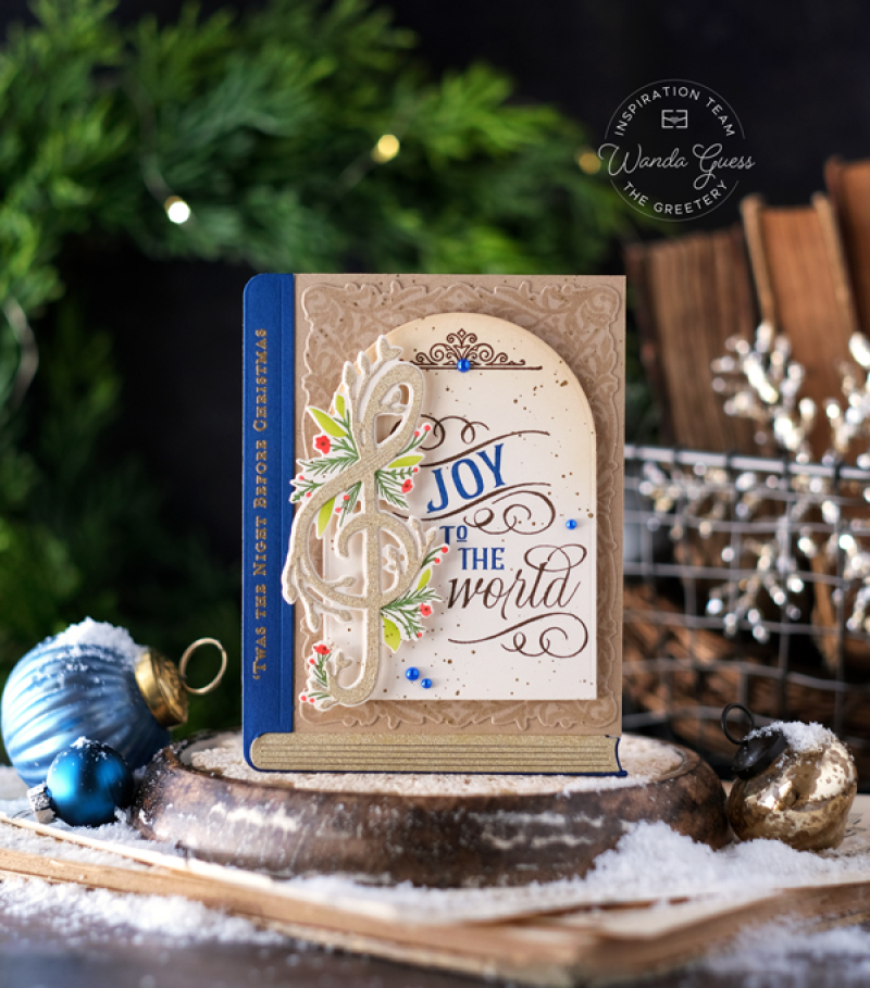 the greetery, the greetery new release, the greetery fireside collection, the greetery christmas, the greetery book dies, christmas card ideas, winter, the greetery fireplace dies, bookish, fireside, winter crest, diy christmas, classic christmas cards, stamping, die cutting, wanda guess, a blog called wanda