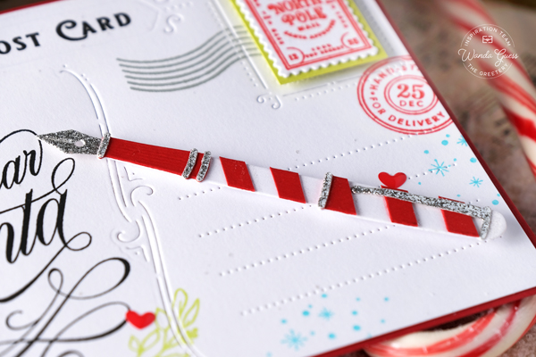 the greetery, the greetery stamps and dies, the greetery fireside collection, the greetery christmas, holiday, winter, mailbox, letter, dear santa, christmas card ideas, christmas treat holders, the greetery cards, the greetery ribbon frame, flourished phrases, holiday peace, diy, classic christmas crafts, wanda guess, a blog called wanda