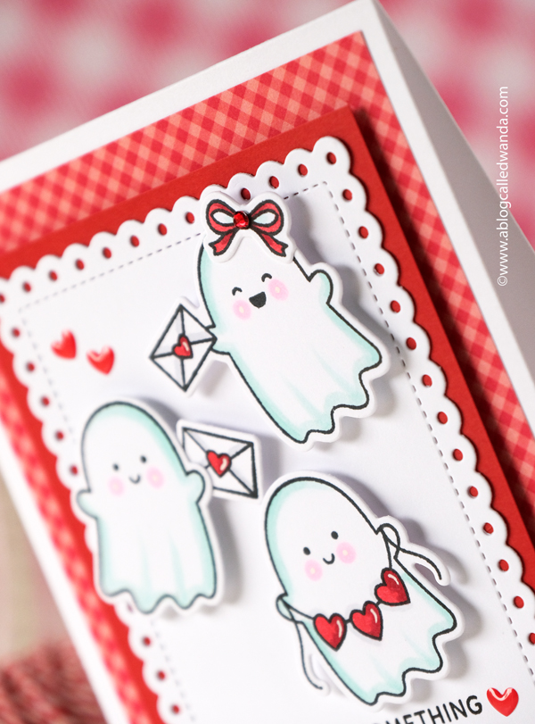 pretty pink posh, pretty pink posh stamps and dies, pretty pink posh valentine ghost friends, ghost friends, valentines day, valentine cards, handmade valentine, diy, copic markers, fun valentines, wanda guess, a blog called wanda