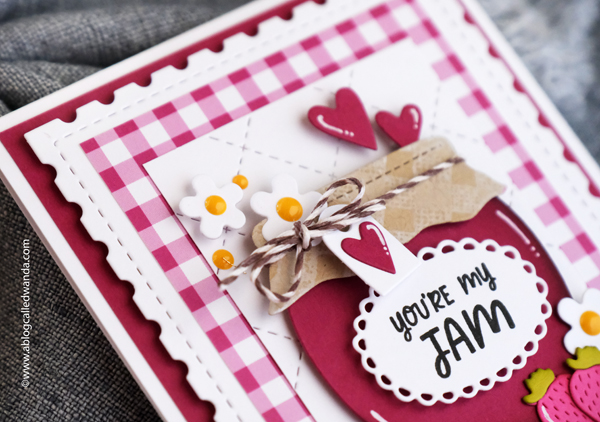 concord and 9th, concord & 9th, concord and 9th stamps and dies, concord and 9th berries and jam, berries and jam stamp set, cute card, card ideas, gingham, jam, puns, cardmaking, stamping, handmade cards, wanda guess, a blog called wanda