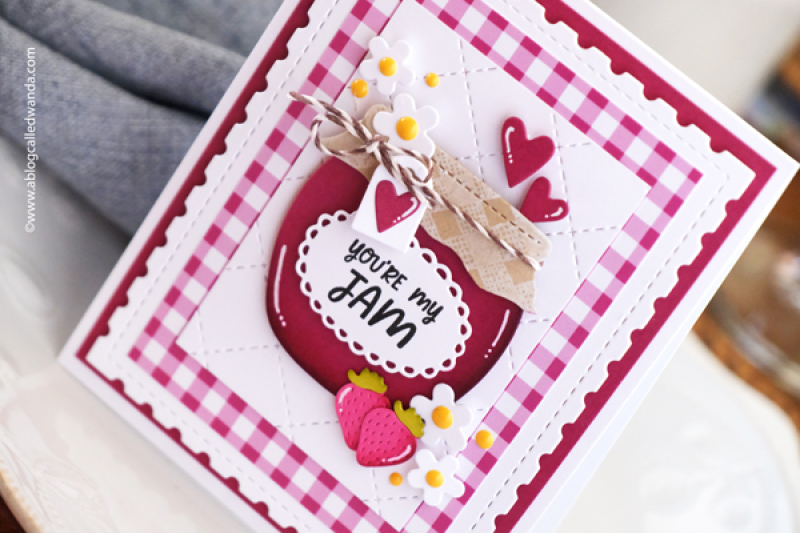 concord and 9th, concord & 9th, concord and 9th stamps and dies, concord and 9th berries and jam, berries and jam stamp set, cute card, card ideas, gingham, jam, puns, cardmaking, stamping, handmade cards, wanda guess, a blog called wanda