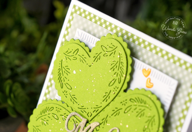 the greetery, the greetery stamps and dies, the greetery nordic hearts, the greetery make a wish, st. patricks day, st patricks day card, card ideas, shamrocks, hearts, diy, st pattys day, wanda guess, a blog called wanda