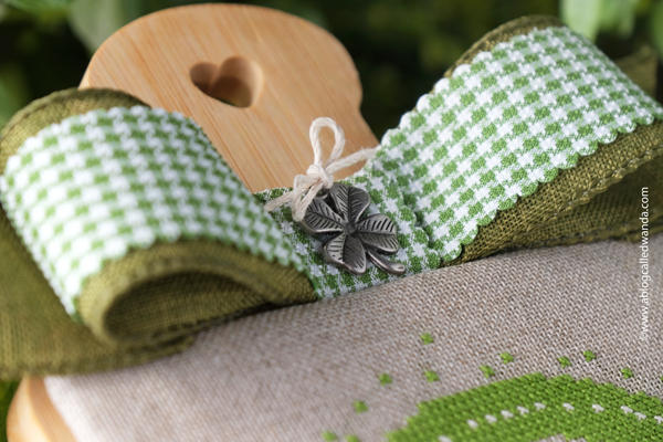 cross stitch, st. patrick's day, st patricks day cross stitch, brenda gervais, fat quarter shop, shamrock, clover, leprechaun, aida, dmc, cross stitch finishing, ffo, floss tube, wanda guess, a blog called wanda