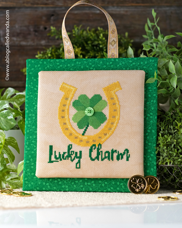 cross stitch, st. patrick's day, st patricks day cross stitch, brenda gervais, fat quarter shop, shamrock, clover, leprechaun, aida, dmc, cross stitch finishing, ffo, floss tube, wanda guess, a blog called wanda