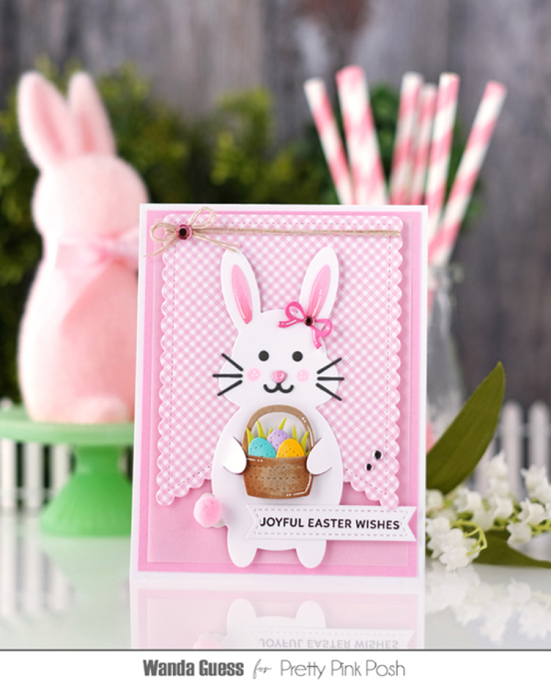 pretty pink posh, pretty pink posh stamps, pretty pink posh easter, easter card ideas, easter crafts, pretty pink posh bucket, pretty pink posh carrot dies, pretty pink post spring, gingham paper, handmade cards, easter, wanda guess, a blog called wanda