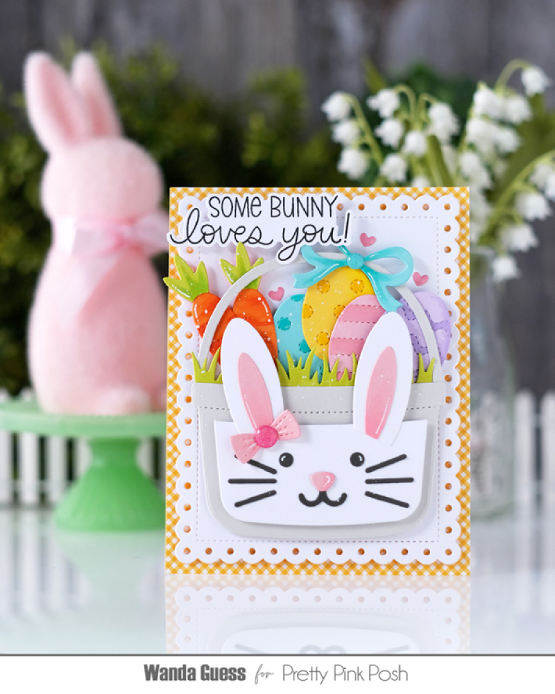 pretty pink posh, pretty pink posh stamps, pretty pink posh easter, easter card ideas, easter crafts, pretty pink posh bucket, pretty pink posh carrot dies, pretty pink post spring, gingham paper, handmade cards, easter, wanda guess, a blog called wanda