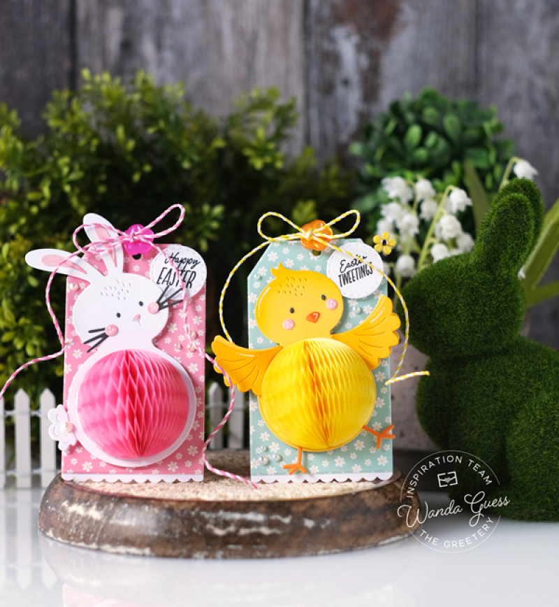 the greetery, the greetery stamps and dies, the greetery easter, the greetery spring, handmade easter cards, easter card ideas, gingham, easter crafting, honeycomb, tags, the greeter bunny tales, the greetery hey honeycomb, the greetery bitty botanicals, the greetery spring crest and hymns, wanda guess, a blog called wanda, greetery design team, spring 