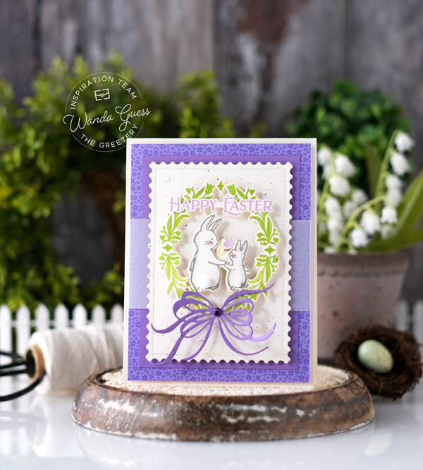 the greetery, the greetery stamps and dies, the greetery easter, the greetery spring, handmade easter cards, easter card ideas, gingham, easter crafting, honeycomb, tags, the greeter bunny tales, the greetery hey honeycomb, the greetery bitty botanicals, the greetery spring crest and hymns, wanda guess, a blog called wanda, greetery design team, spring 