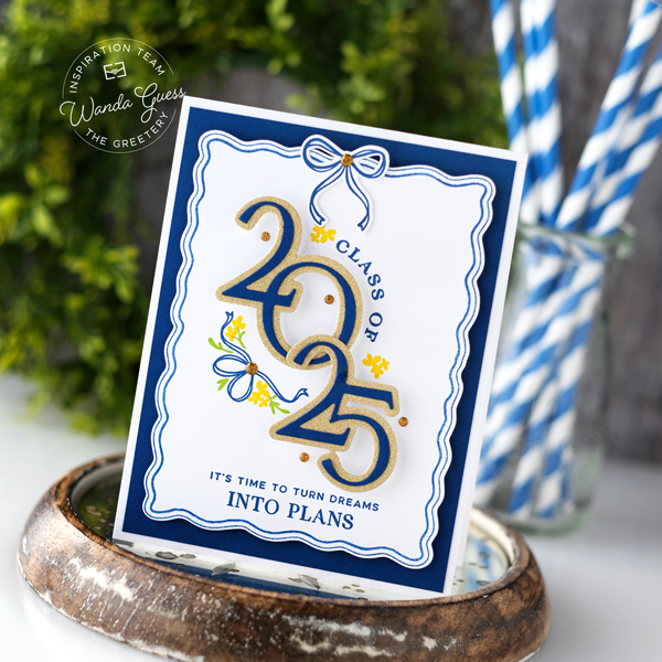 The greetery, the greetery stamps and dies, the greetery jubilee collection, the greetery big yay, the greetery world's greatest, trophy, stamping, die cutting, handmade cards, card ideas, birthday cards, the greetery dreams and plans, grad cards, wanda guess, a blog called wanda