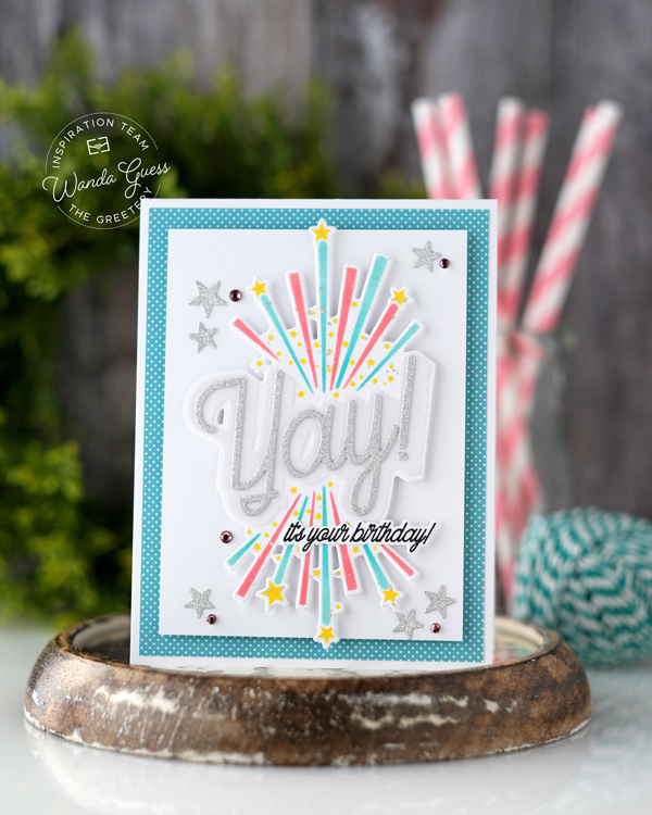 The greetery, the greetery stamps and dies, the greetery jubilee collection, the greetery big yay, the greetery world's greatest, trophy, stamping, die cutting, handmade cards, card ideas, birthday cards, the greetery dreams and plans, grad cards, wanda guess, a blog called wanda