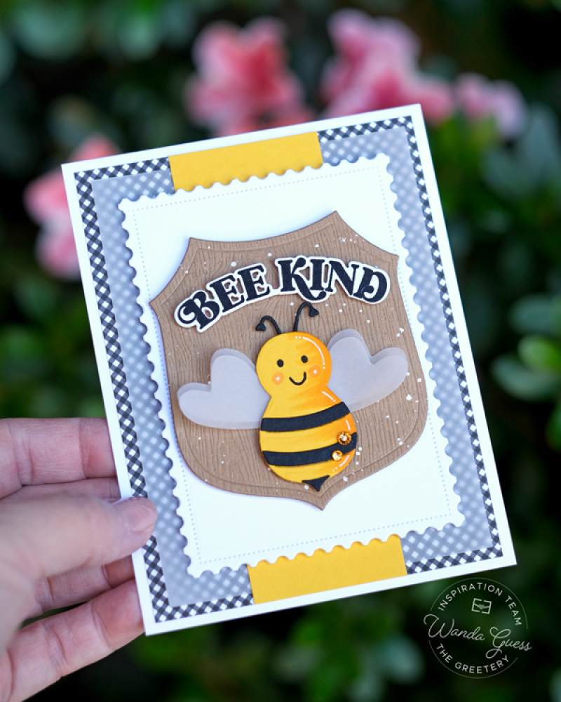 The Greetery, the greetery stamps and dies, the greetery buzzworthy, the greetery baby face, bee, card, handmade card, the greetery cards, card ideas, wanda guess, a blog called wanda