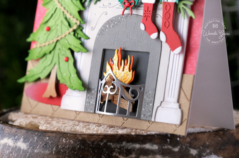 the greetery, the greetery new release, the greetery fireside collection, the greetery christmas, the greetery book dies, christmas card ideas, winter, the greetery fireplace dies, bookish, fireside, winter crest, diy christmas, classic christmas cards, stamping, die cutting, wanda guess, a blog called wanda