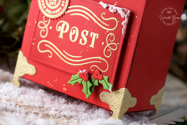 the greetery, the greetery stamps and dies, the greetery fireside collection, the greetery christmas, holiday, winter, mailbox, letter, dear santa, christmas card ideas, christmas treat holders, the greetery cards, the greetery ribbon frame, flourished phrases, holiday peace, diy, classic christmas crafts, wanda guess, a blog called wanda