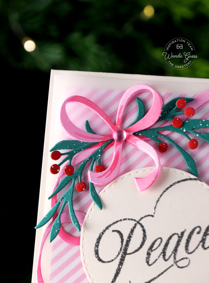 the greetery, the greetery stamps and dies, the greetery fireside collection, the greetery christmas, holiday, winter, mailbox, letter, dear santa, christmas card ideas, christmas treat holders, the greetery cards, the greetery ribbon frame, flourished phrases, holiday peace, diy, classic christmas crafts, wanda guess, a blog called wanda