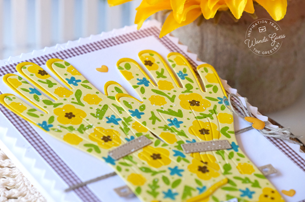 the greetery, the greetery stamps and dies, the greetery garden gloves, the greetery stencils, summer, handmade card ideas, the greetery ideas, sunflowers, crafts, wanda guess, a blog called wanda