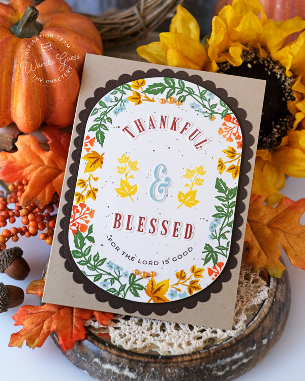 the greetery, the greetery stamps and dies, the greetery hint of autumn, the greetery capsule basics, the greetery thankful, thanksgiving cards, leaves, the greetery floral elements, fall cards, autumn, card ideas, fall crafting, a blog called wanda, wanda guess