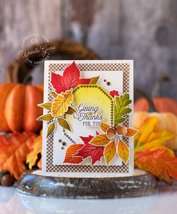 the greetery, the greetery stamps and dies, the greetery hint of autumn, the greetery capsule basics, the greetery thankful, thanksgiving cards, leaves, the greetery floral elements, fall cards, autumn, card ideas, fall crafting, a blog called wanda, wanda guess, the greetery autumn herbarium, the greetery wild wetlands dies, the greetery, mushroom meadow, new release, stencils, dies, cards