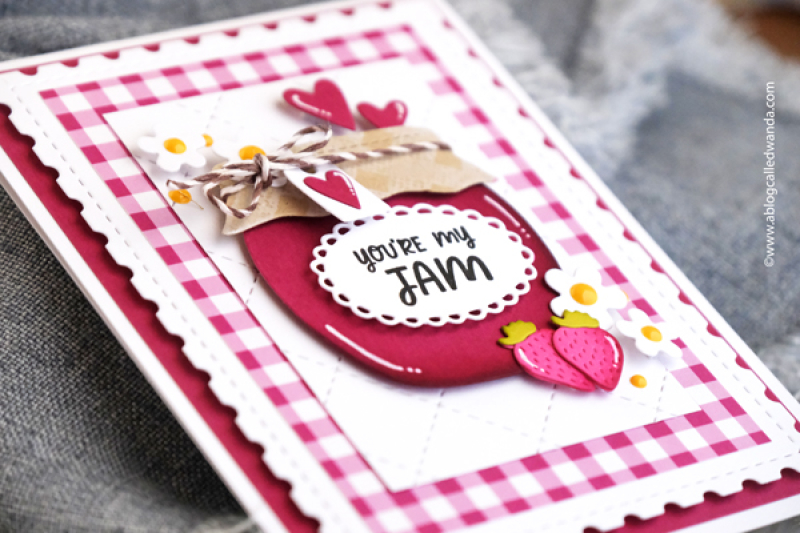 concord and 9th, concord & 9th, concord and 9th stamps and dies, concord and 9th berries and jam, berries and jam stamp set, cute card, card ideas, gingham, jam, puns, cardmaking, stamping, handmade cards, wanda guess, a blog called wanda