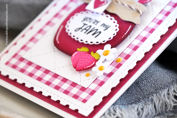 concord and 9th, concord & 9th, concord and 9th stamps and dies, concord and 9th berries and jam, berries and jam stamp set, cute card, card ideas, gingham, jam, puns, cardmaking, stamping, handmade cards, wanda guess, a blog called wanda