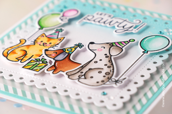 pretty pink posh, pretty pink posh stamps and dies, pretty pink posh birthday, birthday card ideas, copic markers, handmade card ideas, ink blending, dogs and cats, wanda guess, a blog called wanda