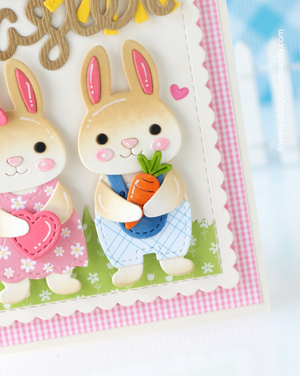 lawn fawn, lawn fawn stamps and dies, easter, bunny, build a bunny, bitsy blooms, easter card ideas, pastel, gingham, spring, handmade cards, wanda guess, a blog called wanda