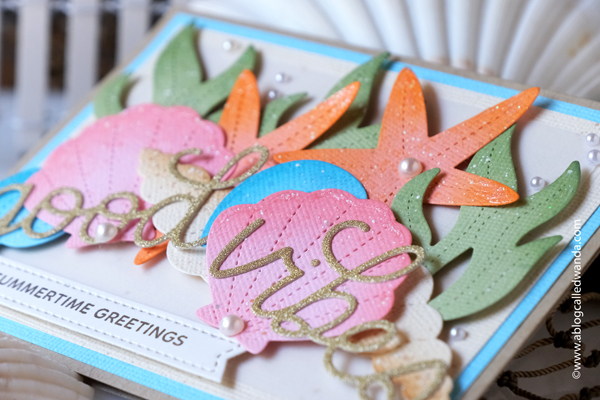 Pretty Pink Posh, pretty pink posh stamps and dies, pretty pink posh summer, shells, seashells, beach, summer card ideas, die cuts, good vibes, pastels, wanda guess, a blog called wanda