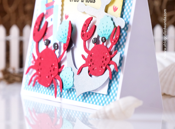 waffle flower stamps and dies, waffle flower happy crabs, waffle flower coastal, waffle flower anchor, coastal card, summer card, stencils, stamping, die cutting, handmade card ideas, summer crafts, crab, ink blending, wanda guess, a blog called wanda