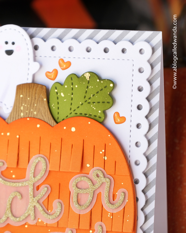 pretty pink posh, pretty pink posh stamps, halloween cards, halloween treats, treat box, pretty pink posh fringe pumpkin, cat holder, wanda guess, a blog called wanda, halloween card ideas