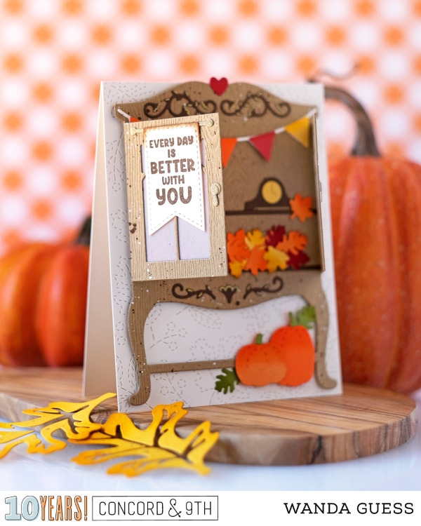 concord and 9th, concord & 9th, stamps and dies, new release, concord and 9th accordion birthday, party time, birthday cards, folding cards, fall cards, concord and 9th curio dies, concord and 9th fall favors dies, apples, autumn project ideas, fall crafting, wanda guess, a blog called wanda