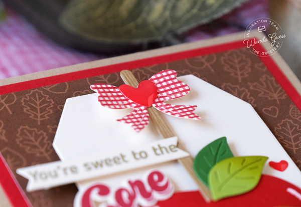 the greetery, the greetery stamps and dies, the greetery caramel apple, the greetery fall, autumn crafts, handmade cards, fall card ideas, cards with apples, gingham, wanda guess, a blog called wanda, the greetery fall foodie phrases.