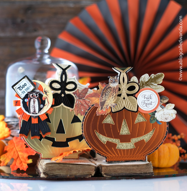 halloween crafts, anna griffin halloween, pumpkin treat boxes, jack o lantern, diy halloween, vintage halloween, diy crafting, halloween party ideas, halloween boxes, wanda guess, a blog called wanda, anna griffin dies