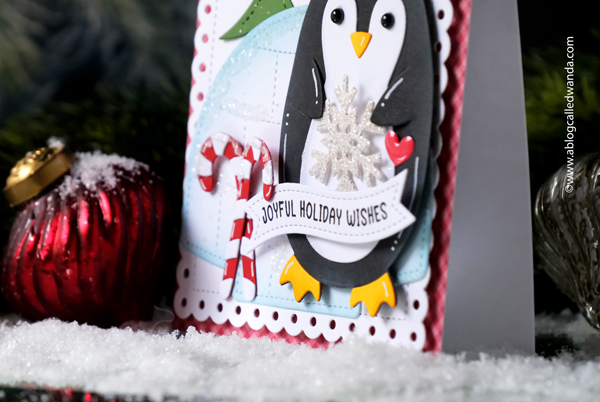 pretty pink posh, pretty pink posh stamps and dies, pretty pink posh new release, pretty pink posh penguin, pretty pink posh holiday, christmas card ideas, handmade cards, die cuts, wanda guess, a blog called wanda